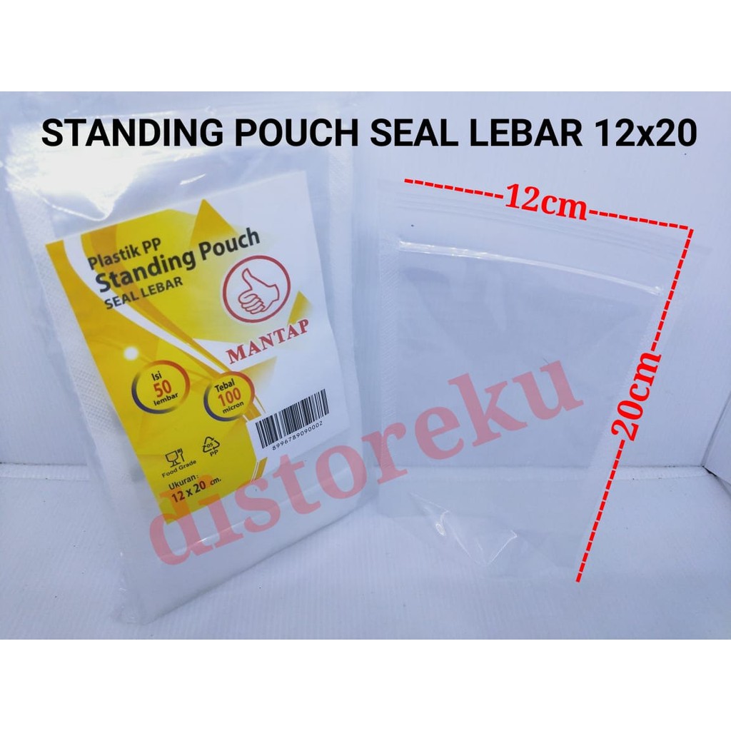 isi 50PCS PP STANDING POUCH MANTAP 12x20 SEAL LEBAR PP KLIP BENING BERDIRI