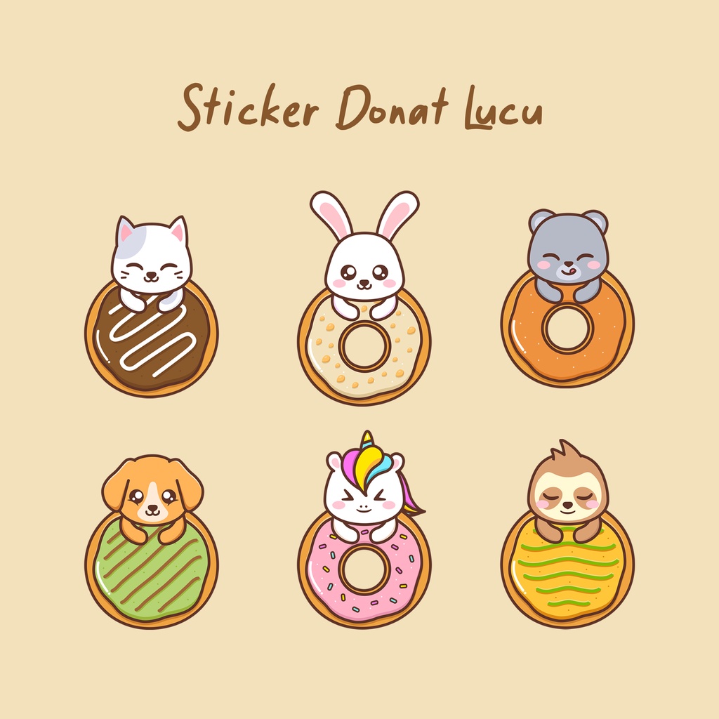 Jual STICKER SET DONAT WITH ANIMALS LUCU | STIKER MURAH | STIKER LUCU ...