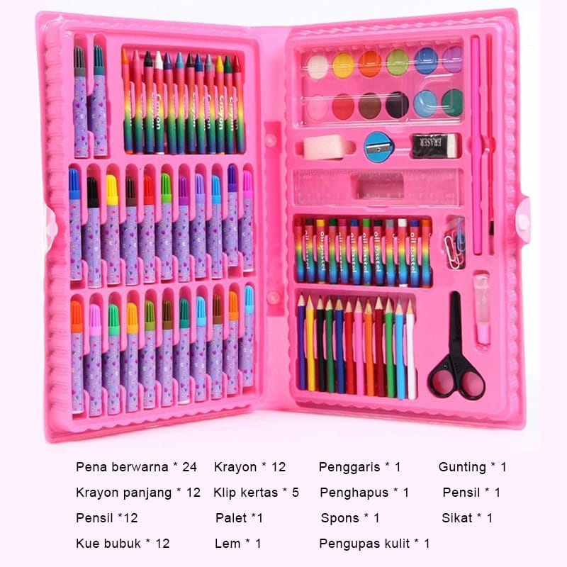 

(Fast) Pensil Warna 1 Set 86 pcs Crayon Anak Art Set Alat Lukis Menggambar Seni Kerajinan Anak