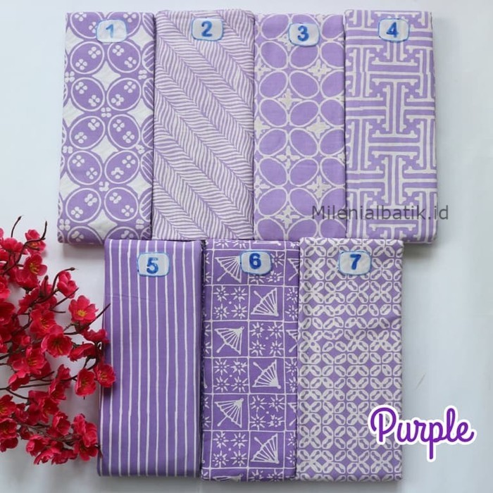 Jarit / Jarik / Kain Batik Cap Garutan Premium Modern Ungu Meteran UG7