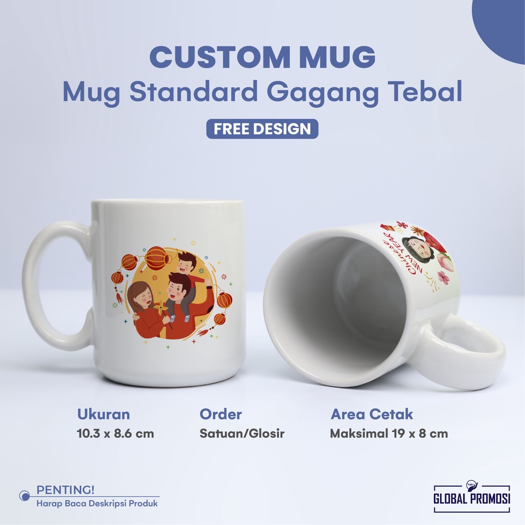Souvenir Mug Standard Custom Satuan/Grosir Khusus Pengiriman Instan/Gojek