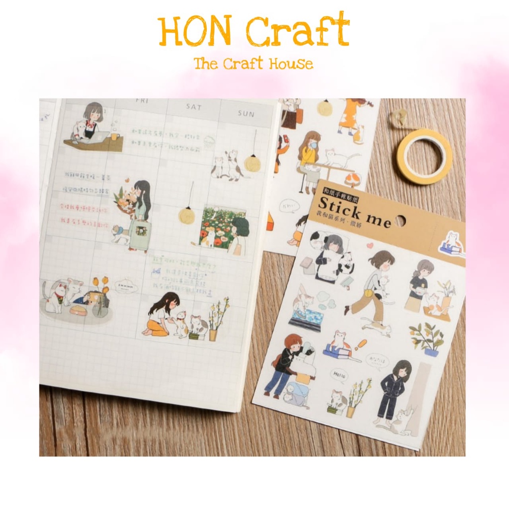 

HON Journal - Sticker Stiker Seri Me & Cat DIY untuk Diary / Agenda / Notebook / Scrapbook / Jurnal