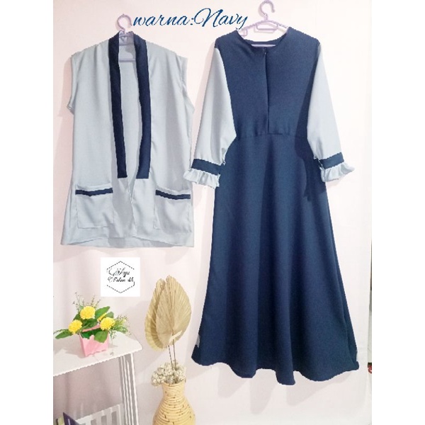 Gamis Gamis Elbina Set +Rompi Saja Size L5. XXXL. XXL .XL. L. M .S Maxi Dress | Bahan Moscrepe HQ (C