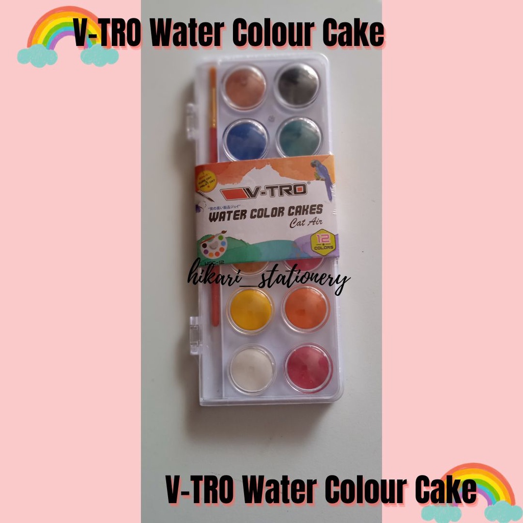 

V-TRO WATER COLOUR CAKE//PERLENGKAPAN MENGGAMBAR CAT AIR//CAT AIR DAN KUAS//CAT AIR LUKIS