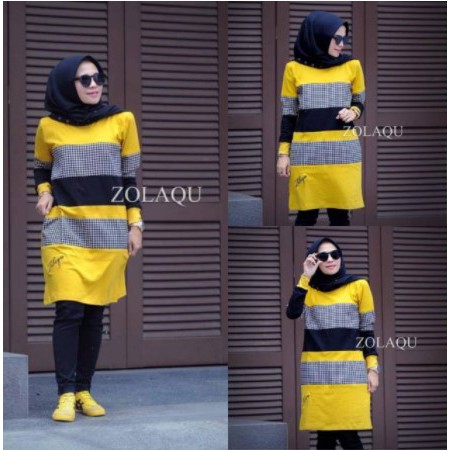 ZOLAQU - TUNIK KAOS IMPORT JUMBO XXL RIB KANCING MELAR POLOS REMPEL MUSLIMAH MURAH GROSIR SALE