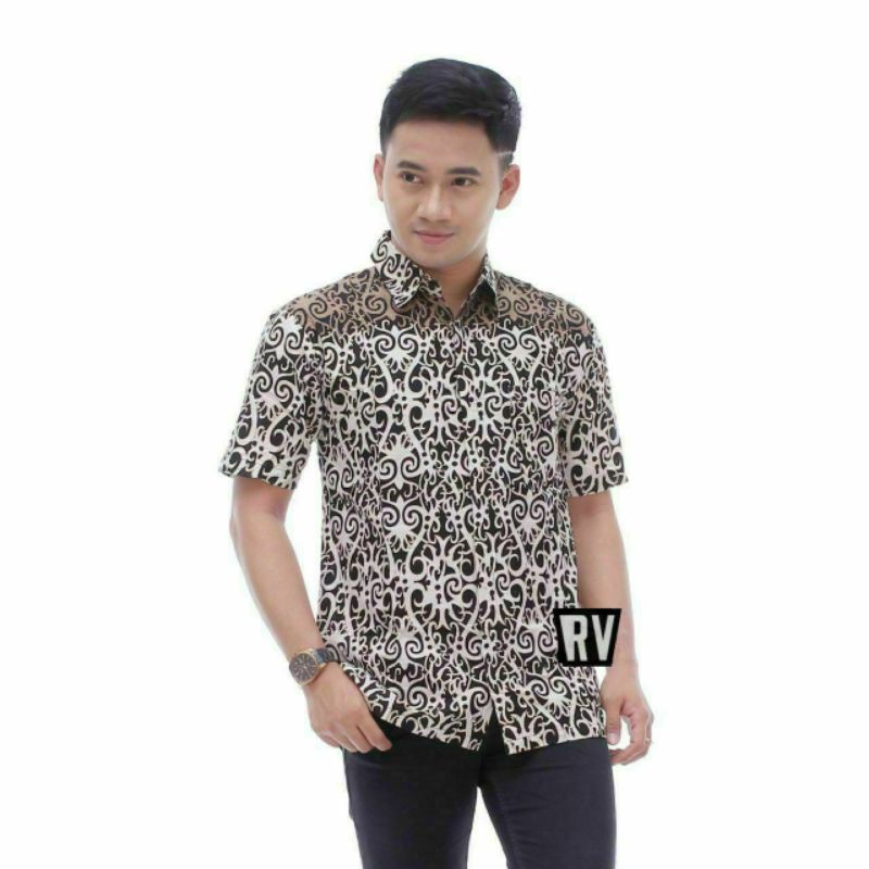 Hem Barik Pria Motif Blarak Hitam Manis M L XL XXL Katun Halus