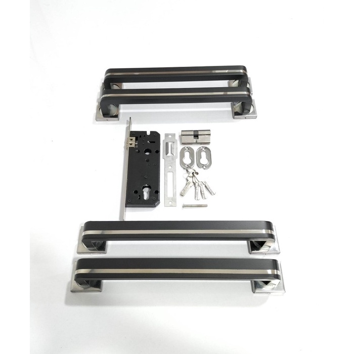 PEGANGAN PINTU RUMAH 33CM 2122 33.06 JMJ HITAM 2PASANG+BODY PELOR (G799@2,D42)