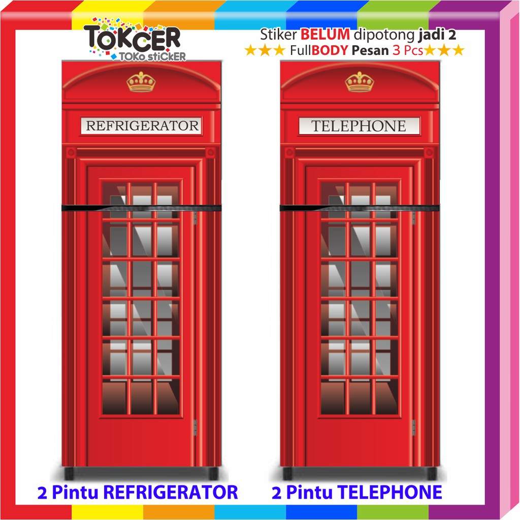 Sticker Kulkas 1 Pintu dan 2 Pintu RED BOX LONDON