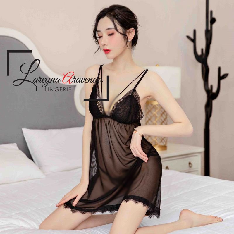 Lareyna Aravenda Set Lingerie + CD Seksi Babydoll Lace Double Rope LG209