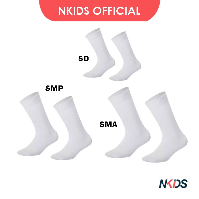 Kaos Kaki Sekolah SD / SMP / SMA Putih Polos Anak Laki-laki dan Perempuan