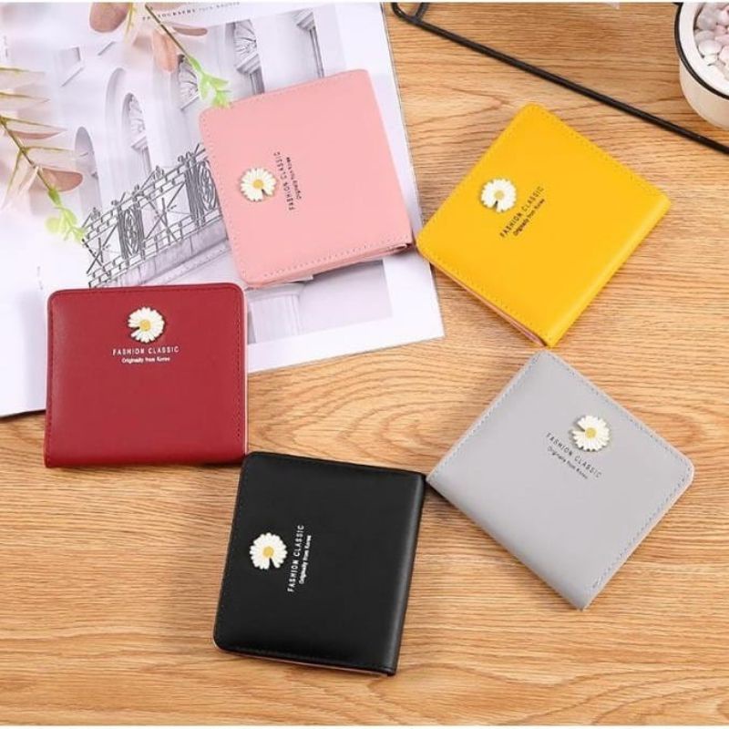 DK16 Dompet Kulit Lipat Wanita Mini Flower C1068