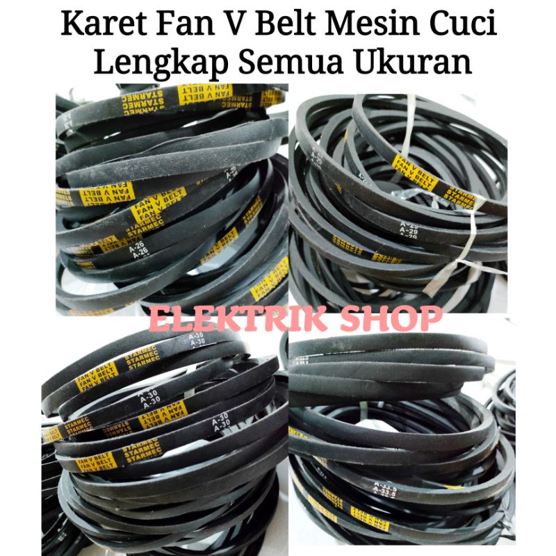 VANBELT KARET V BELT MESIN CUCI A18 - A34 / KARET FAN V BELT MESIN CUCI LENGKAP SEMUA UKURAN A 18 - A 34