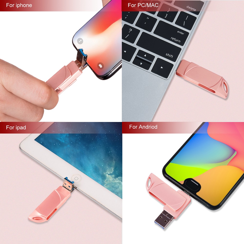 Flash Drive pendrive Original 3 in 1 Tipe c Untuk iphone / ios / android / Laptop