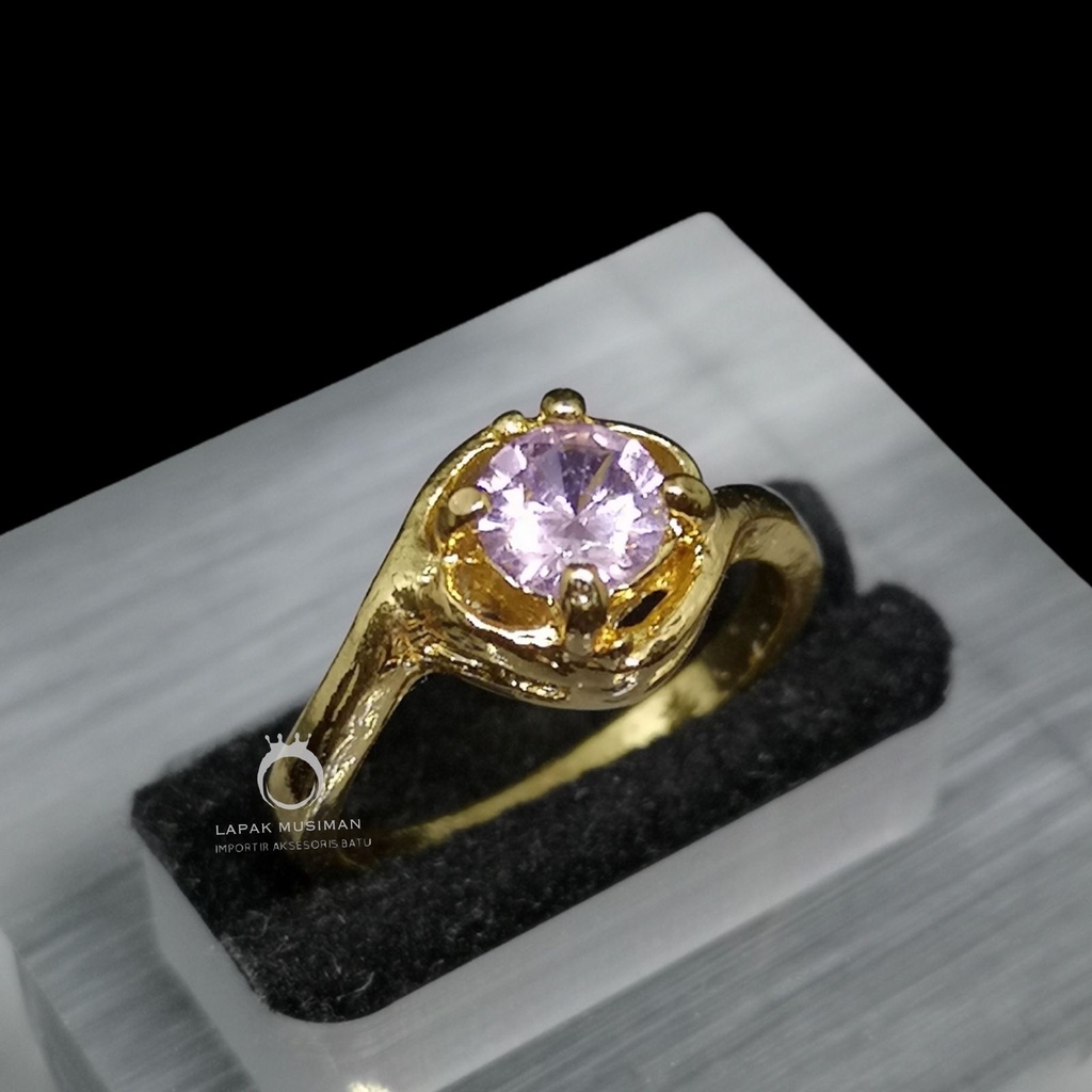 [Bayar di Tempat] Cincin Wanita Cewek Batu American Diamond Berlian Gold Emas Mewah