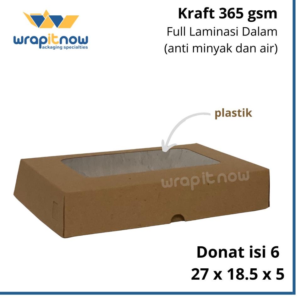 

rpul Dus Donat isi 6 Kraft Laminasi 27x18.5x5// dus roti/ dus cookies/ box kraft ♣ 80