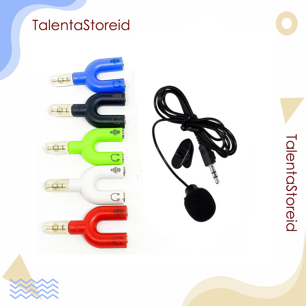 Paket Smule Alat Rekam Rekaman - Mic Clip on + Audio Splitter