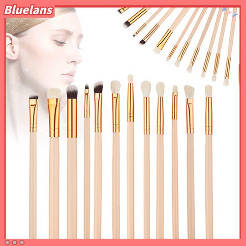 (In Stock) Kacamata Hitam Lensa Warna Warni ♡12pcs / Set Brush Kosmetik / Makeup Bulu Wol Gagang Kayu Untuk Foundation, Bedak, Eyeshadow, Eyeliner
