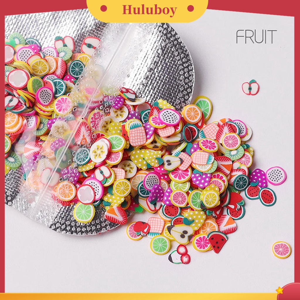 Huluboy Huluboy♡ 1000pcs / Set Potongan Kuku Bentuk Buah Dan Bulu Bahan Polymer Clay Untuk Nail Art Charms