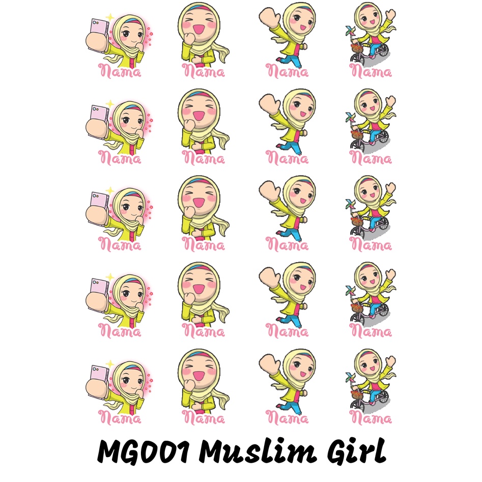 

Sticker Nama Cutting Label Waterproof Tahan Air Muslim Girl 01 (MG001)