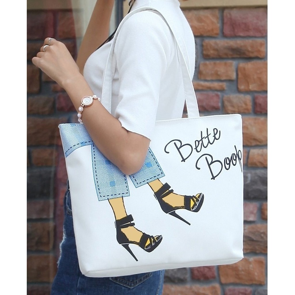 TOTE BAG WANITA Big Printed Canvas Tote Bag Tas Kanvas Motif betty boop TOTE BAG LUCU