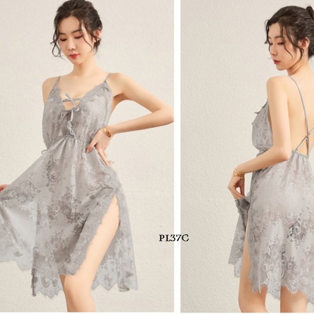 [PALING MURAH] SLEEPWEAR LINGERIE SEXY BAJU TIDUR SEKSI LACE ABU ABU PL37C