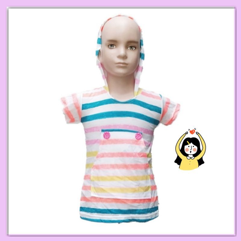 Oshkosh stripe hoodie dress anak perempuan 6-12 bln