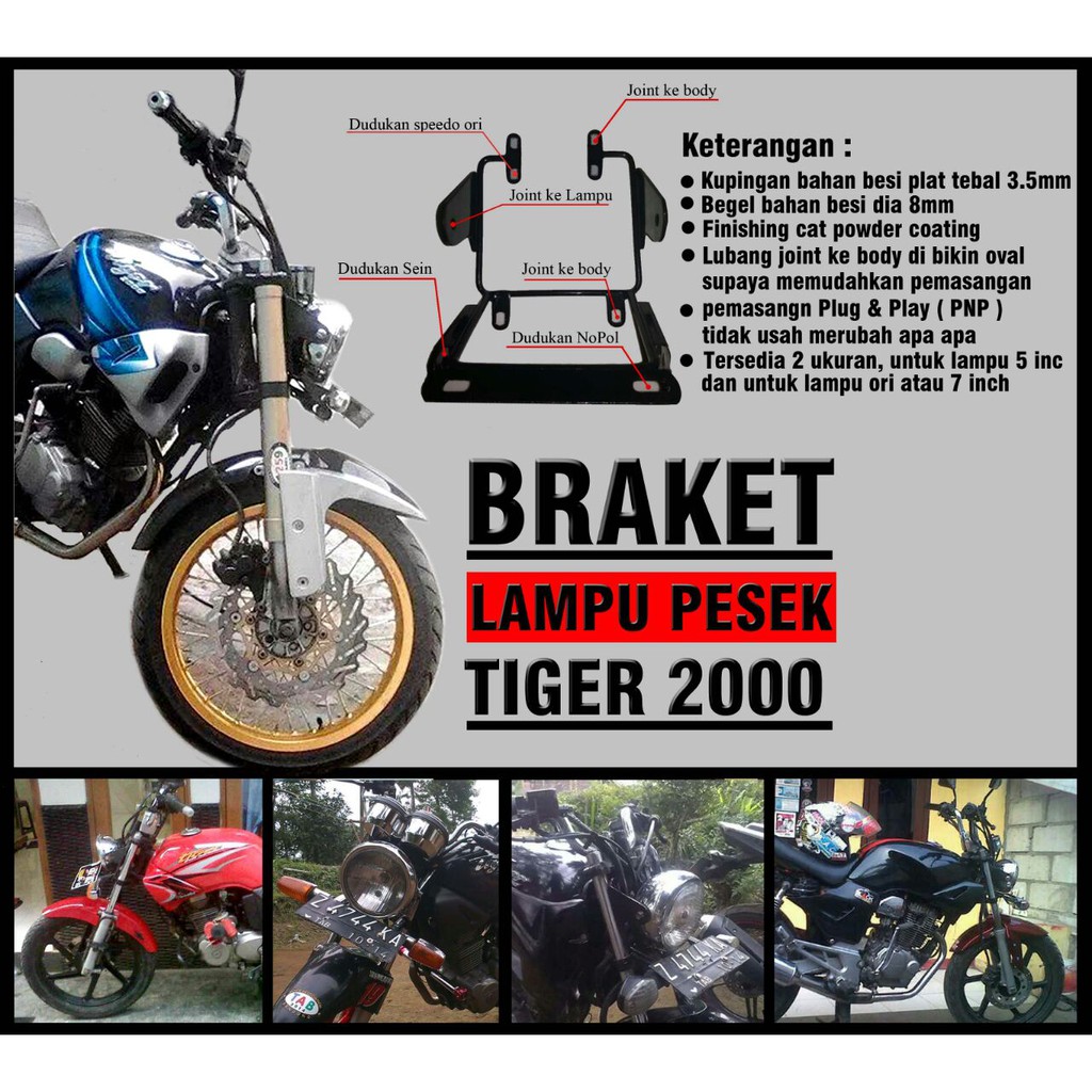 Braket Lampu Pesek Tiger 2000 Lama Tl 7 Inch 5 Inch Variasi