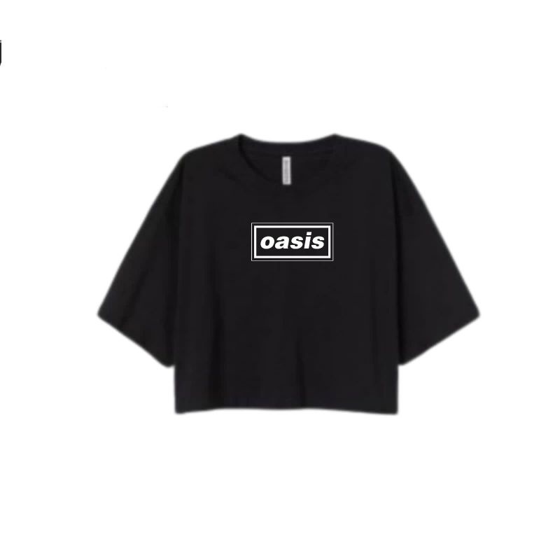 CROP TEE OASIS | KAOS CROP TOP BAND METAL VINTAGE OVERSIZE H&M HITAM WANITA | CROPTEE WOMAN