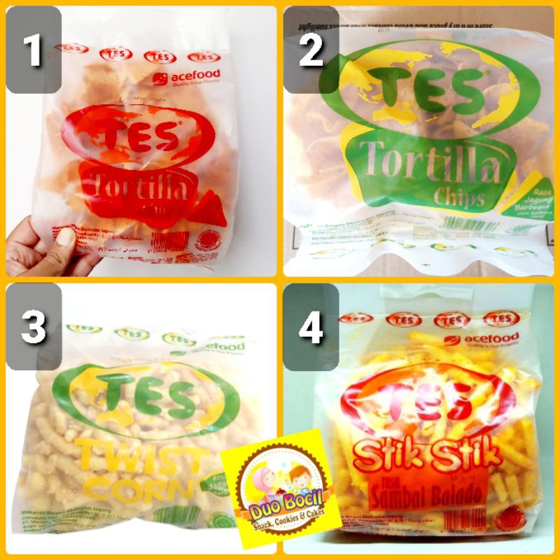 

Keripik Tortilla TES, Stik Balado TES, Twist Corn TES - Duo Bocil Snack