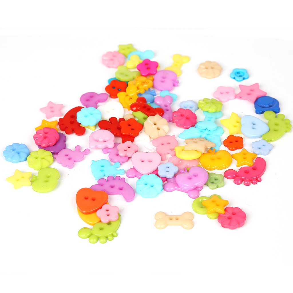 50-100 Pcs Cinta Hati Bulat Bintang Mix Bentuk DIY Scrapbooking Kartun Kancing Kancing Plastik Pakaian Anak Jahit