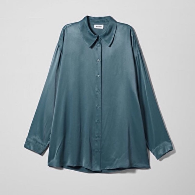 WEEKDAY CAROL PREMIUM SATIN SHIRT - BLUE