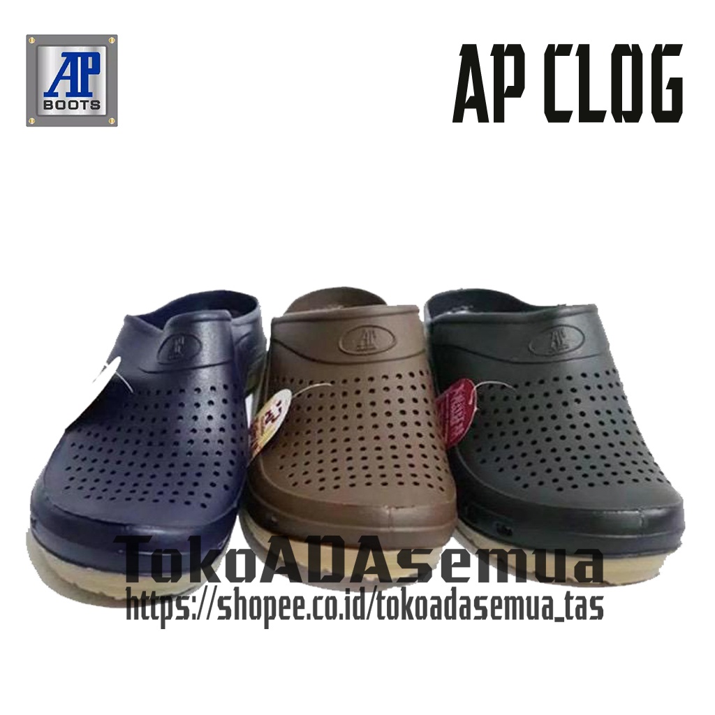 AP Clogs Navy Hitam Cokelat AP Boots Sendal Pria Casual Anti Air Anti Slip Size 37 s/d 42