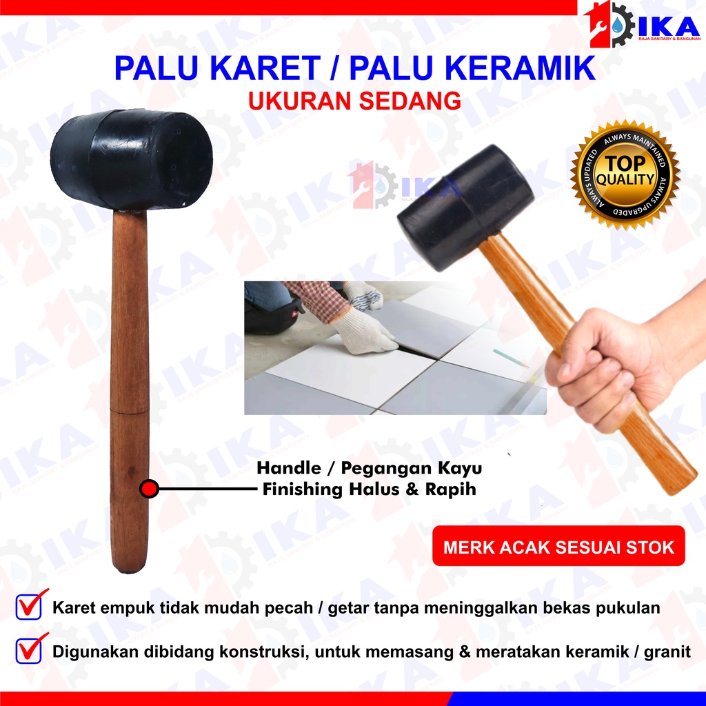 Palu Karet - Palu Keramik - Palu Granit High Quality GAGANG KAYU MARTIL RUBBER HAMMER WOODEN HANDLE-2