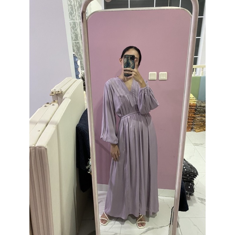 NABO - Kufnat Long Dress Lilac (Dress Panjang Bahan Rayon)