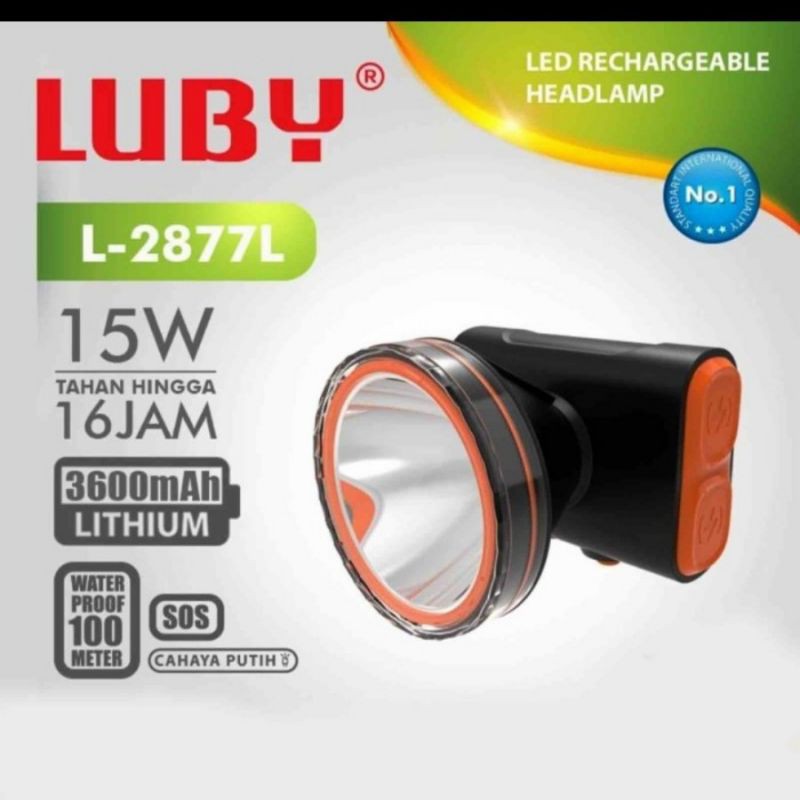 COD SENTER KEPALA Luby L-2877L 15W Cahaya Putih Lithium 3600mAh TERBARU