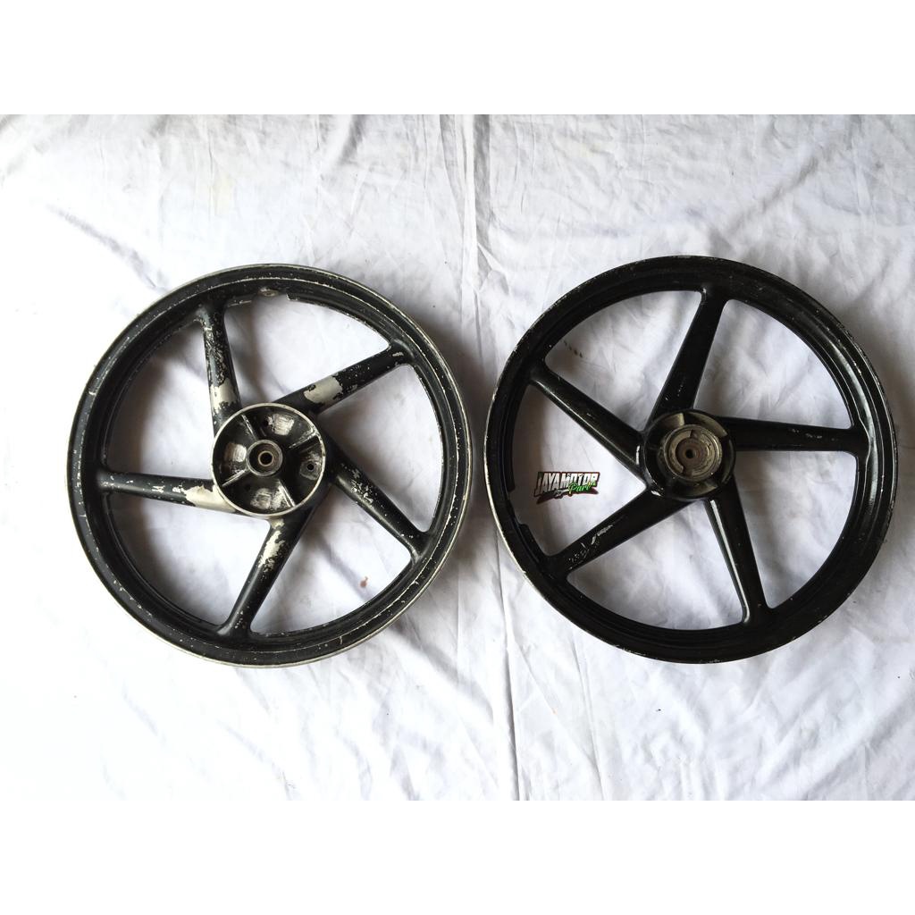VELG BINTANG PALANG 5 LIMA SET DEPAN BELAKANG SUZUKI SATRIA HIU LUMBA 120R RU 2T 2TAK ORIGINAL SECON