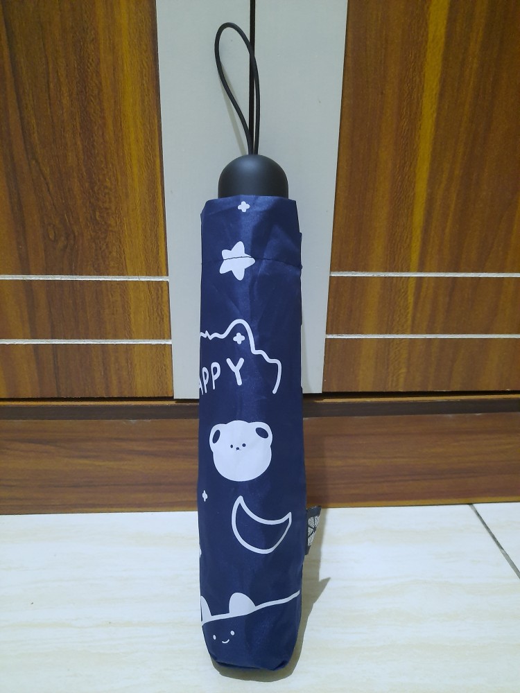 Payung Lipat 3 Happy Full Print / Lapis Hitam Anti Uv / Grc - 001