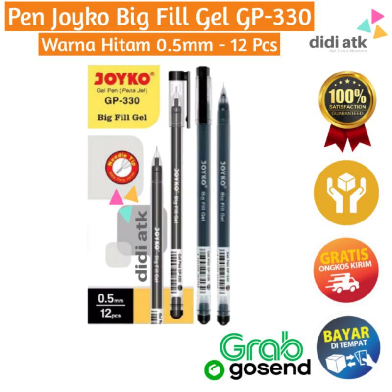 

Pulpen Pena Joyko Big Fill Gel GP-330 / Pen Jel 0.5mm 12 Pcs