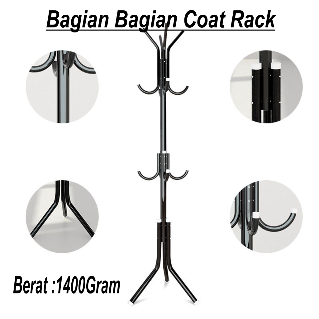 Gantungan Tas Dan Topi Multifungsi Gantungan Baju Stand Hanger Gantungan Baju Coat Rack -Wonderdekorasi