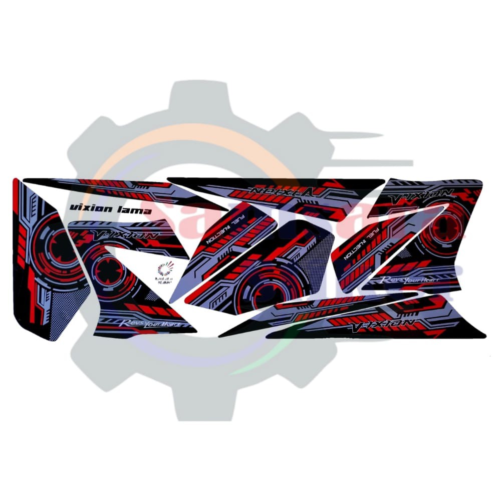 stiker motor yamaha vixion old variasi hitam merah