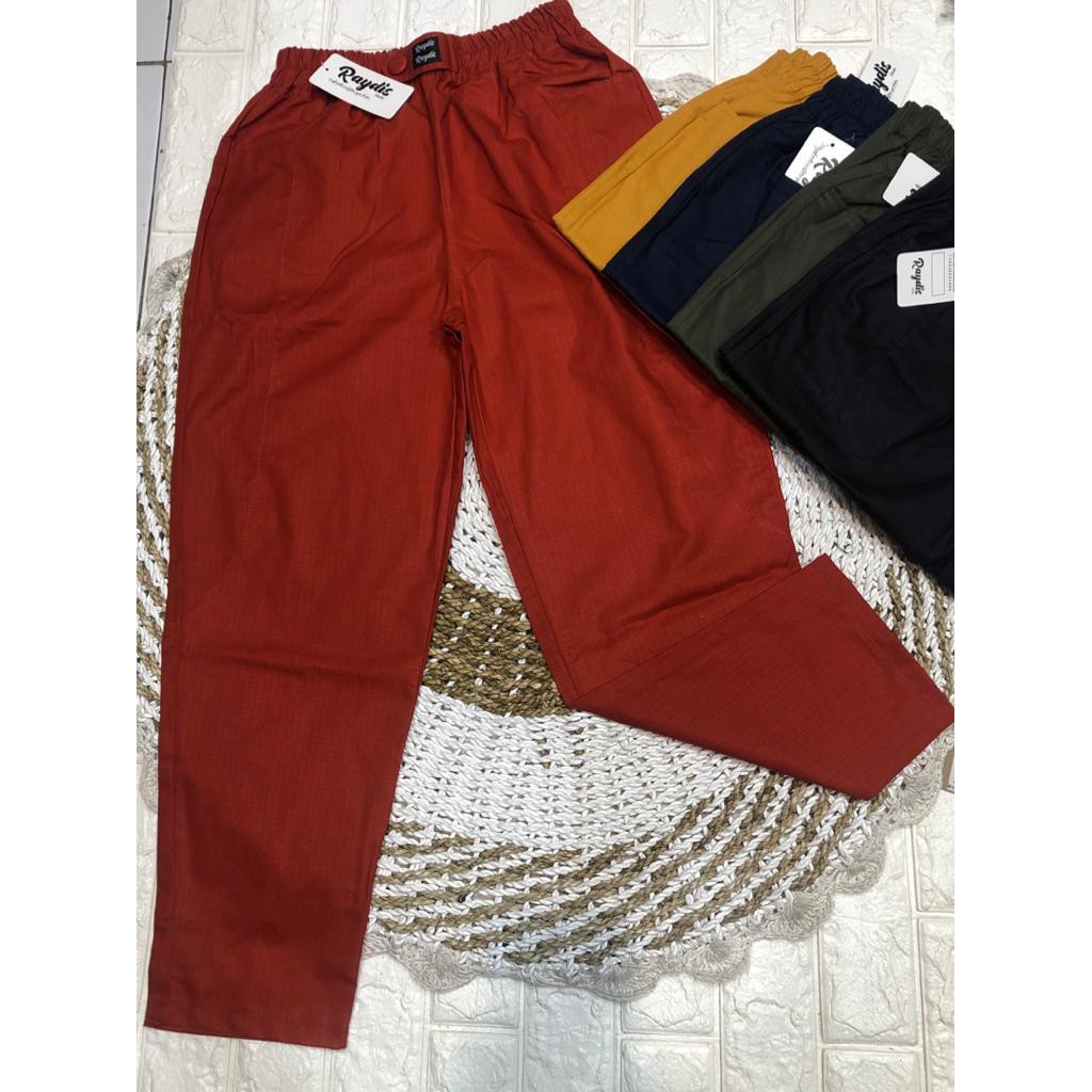 Basic Baggy Pants Celana Panjang Polos Katun Linen / Celana Baggy Hitam Polos Panjang Wanita - BC0G