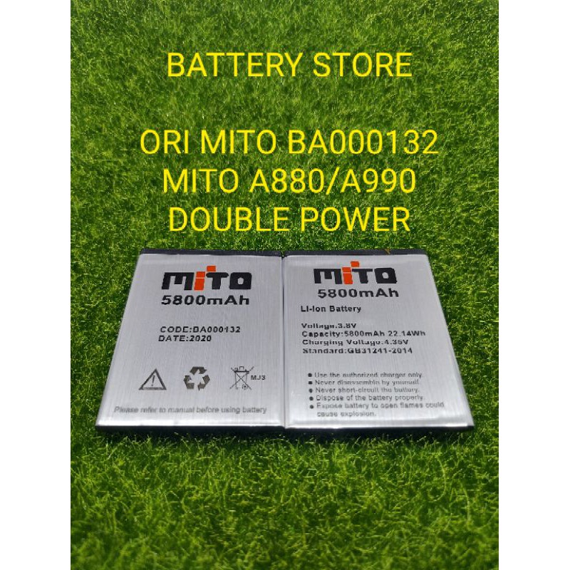 BATERAI BATTERY BATRE BATREI BAT ORI MITO BA000132 MITO A880 MITO A990 MITO BA00132 DOUBLE POWER