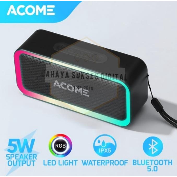 Speaker Bluetooth Acome A6 5W Tws Rgb Light Waterproof