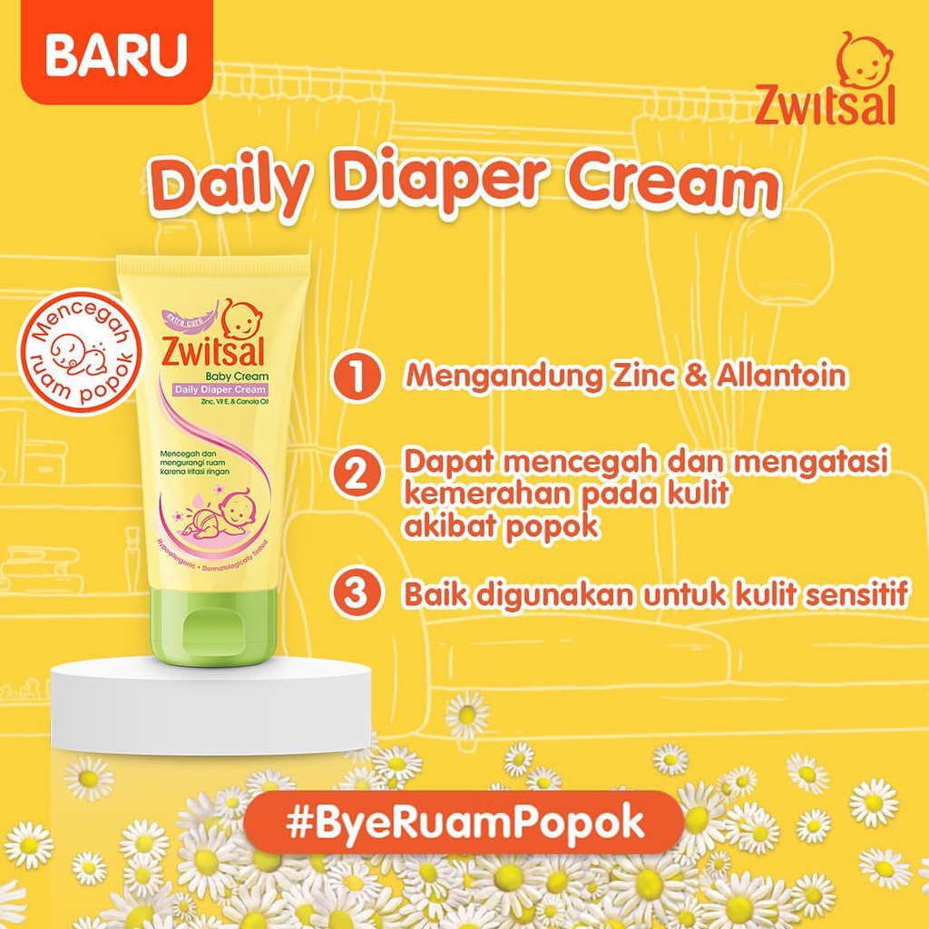 ★ BB ★ Zwitsal Baby Daily Diaper Cream Tube | Zwitsal Baby Cream Extra Care Zinc - 50gr