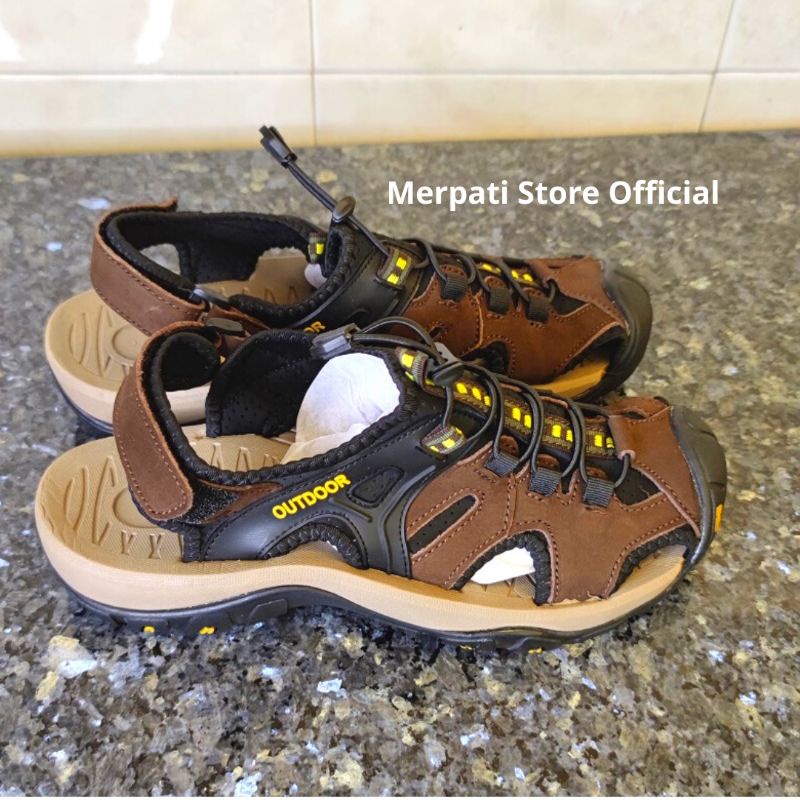 Merpati Store - Sandal Gunung Pria Original Olahraga Outdoor Sendal Kulit Pria Hiking Keren