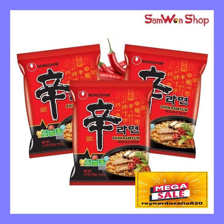 

Ry5Gils Paket 3 Pcs Nongshim Hot Shin Ramyun 120Gr - Mie Instant Korea Flseyr