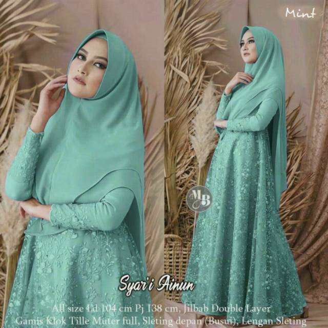 SYAR'I AINUN FREE HIJAB/GAMIS SYARI/BAJU SYARI/SYARI MEWAH/DRESS MUSLIM/DRESS BRUKAT/DRESS/SYARI/