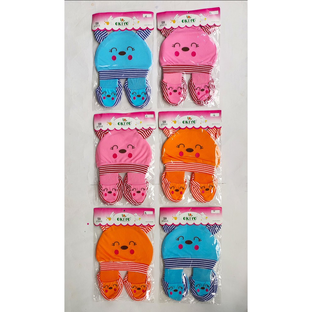 Okiyo ~ 2 Pcs Topi + Sepatu Bayi Set SNI // Satu Ukuran, Untuk 0-6 Bulan ~ Sahabi