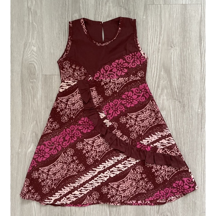 PRELOVED/BEKAS Dress batik anak merah maroon