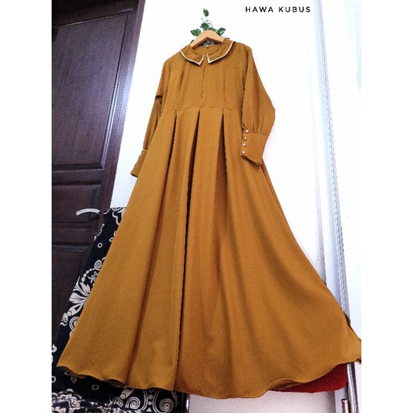 Hawa Dress gamis Premium design lengan balon realpict-8